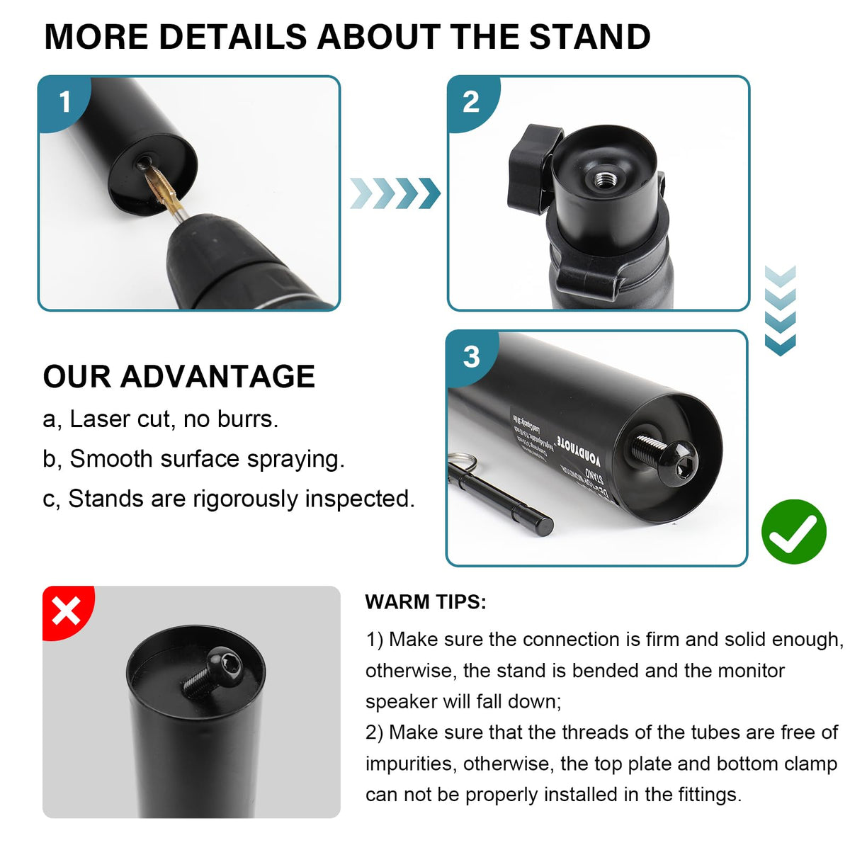 Vondynote next to studio monitor showing scale and capacity for heavier speakers
