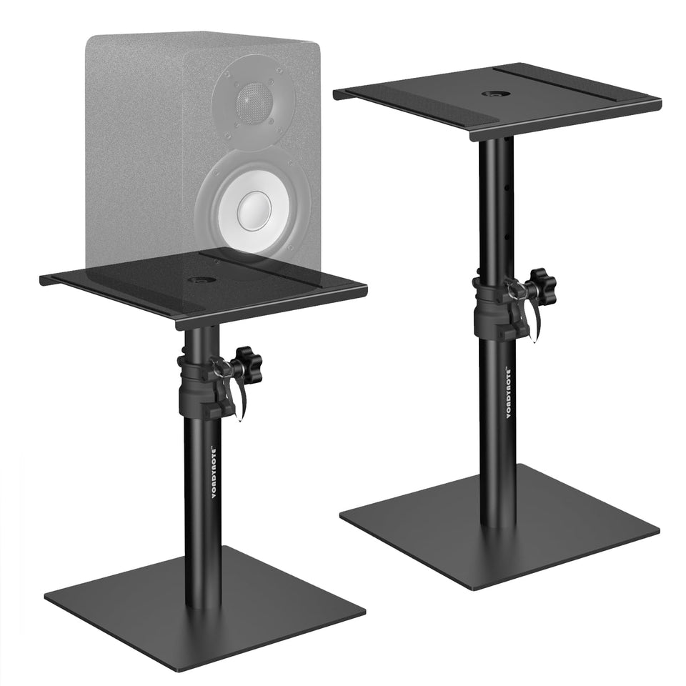 Vondynote front view of pair of stands showing compact packaging and professional look