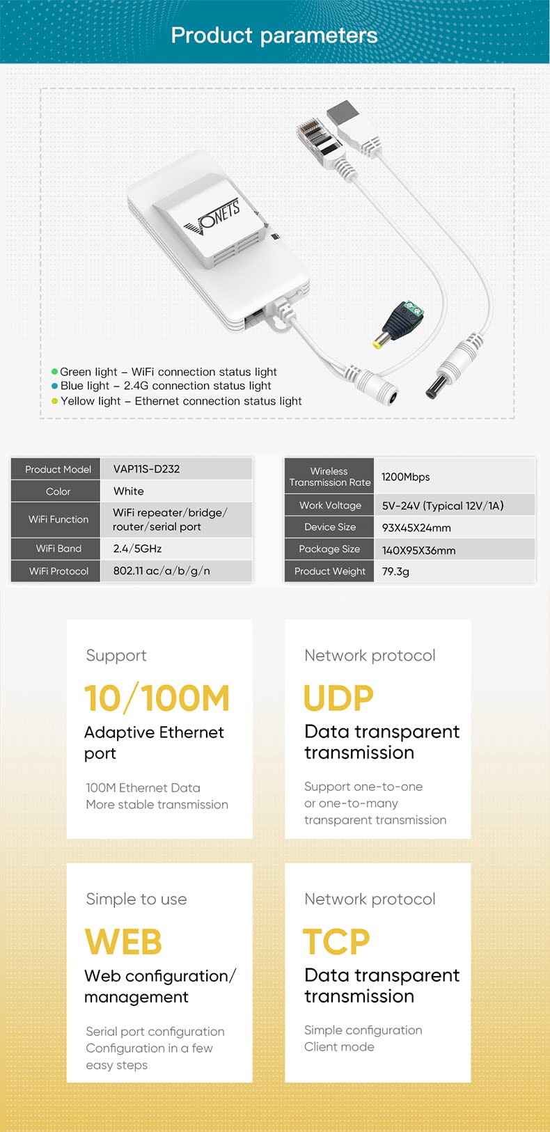 vonets LED indicators and signal bars, quick status checks improve uptime
