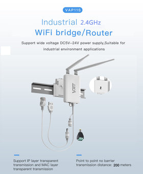 VONETS side ports close-up with two RJ45 connectors, easy wired device hookup