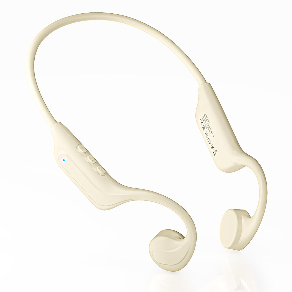 Vonlaxi bone conduction open-ear headphones in beige for outdoor listening