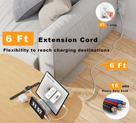 Six-foot flat extension cord allows flexible placement.