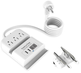 VooLerTun surge protector front view with USB ports for convenient charging.