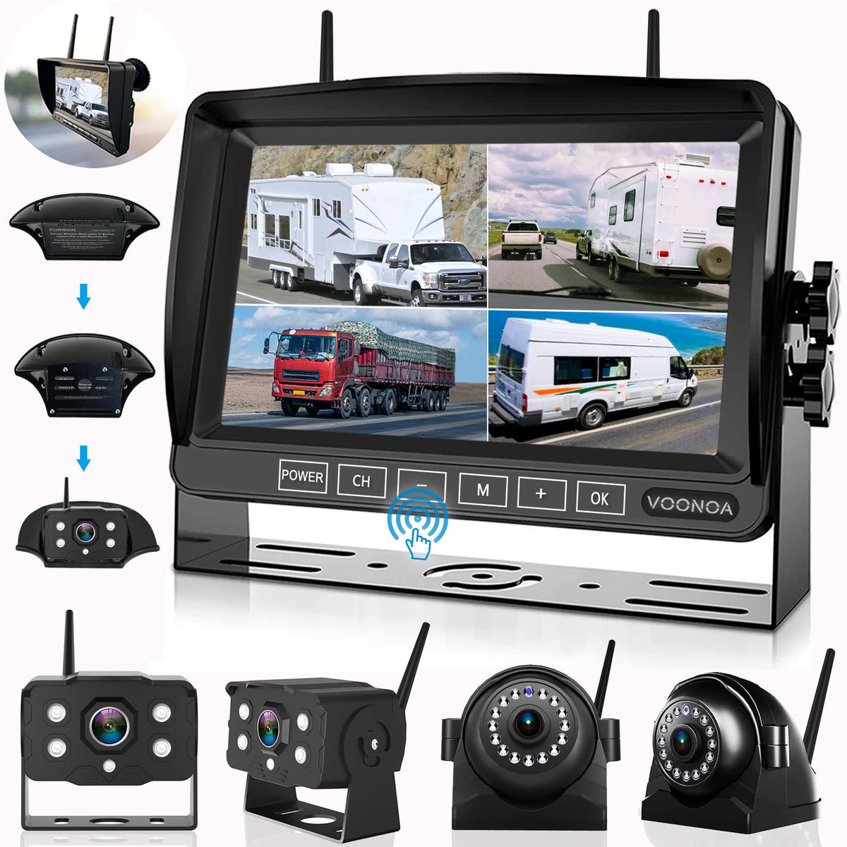 VOONOA 1080P RV camera front view for daytime visibility and safety
