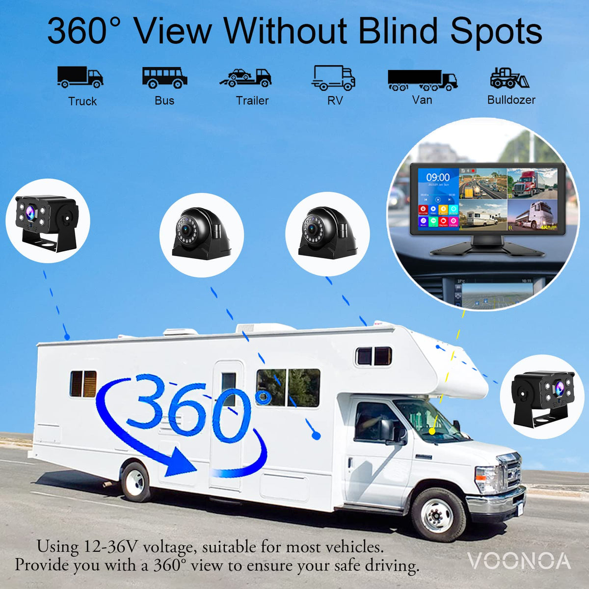 VOONOA night vision with infrared LEDs for clear footage after dark