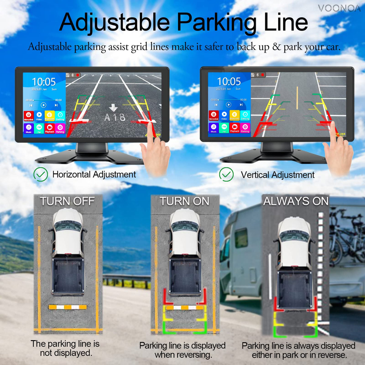 VOONOA 12-36V DC power compatibility for RVs and trucks