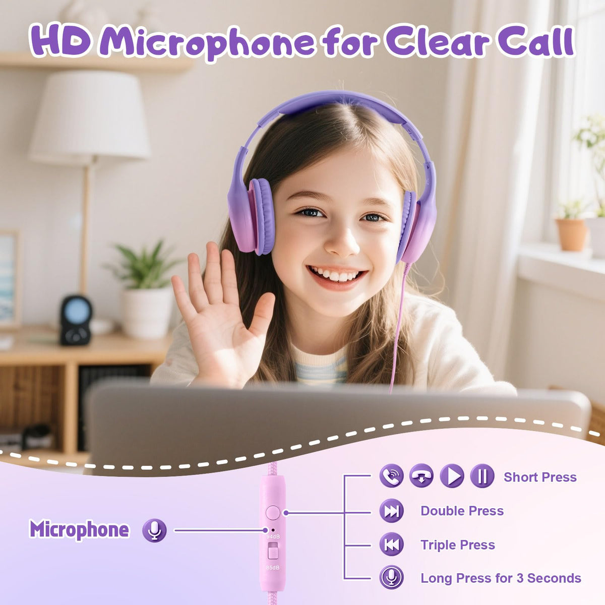 Voopwink 40mm drivers deliver clear stereo sound for education and entertainment.