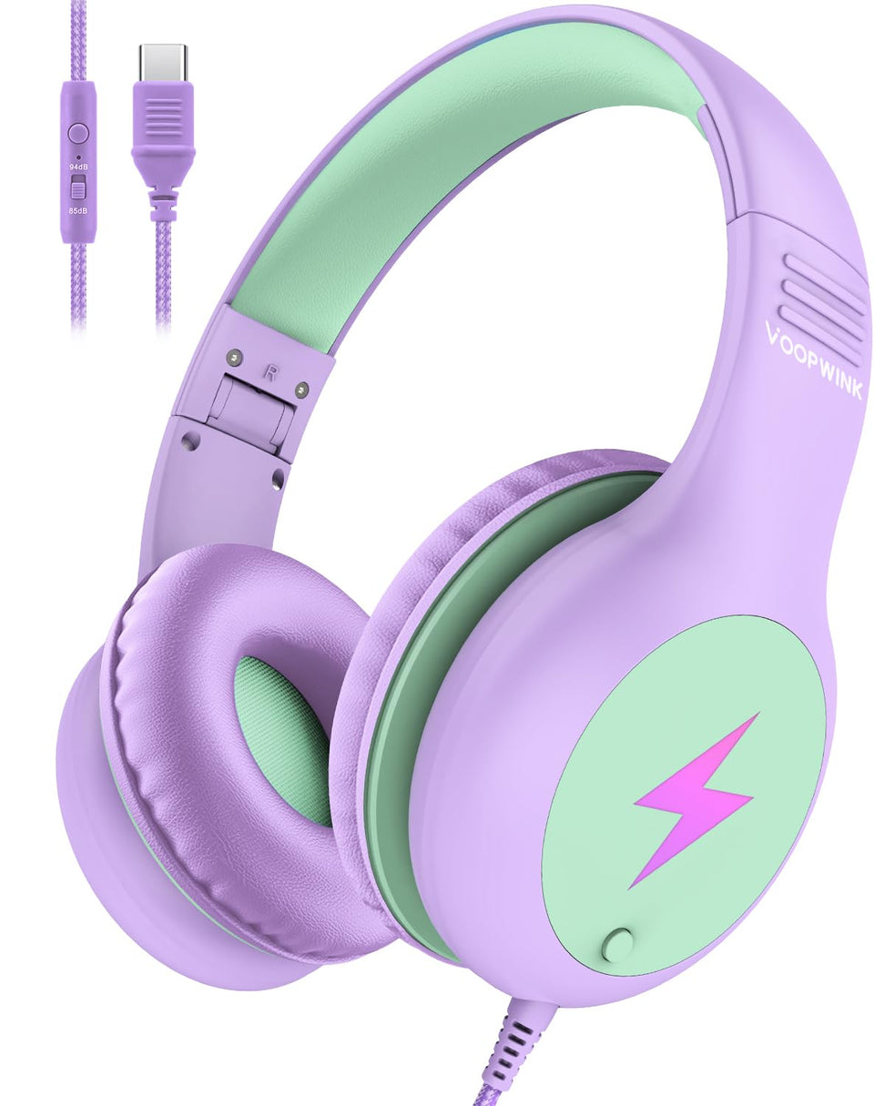 Voopwink KH3 with LED lights for kids, safe volume and vibrant on-ear design.