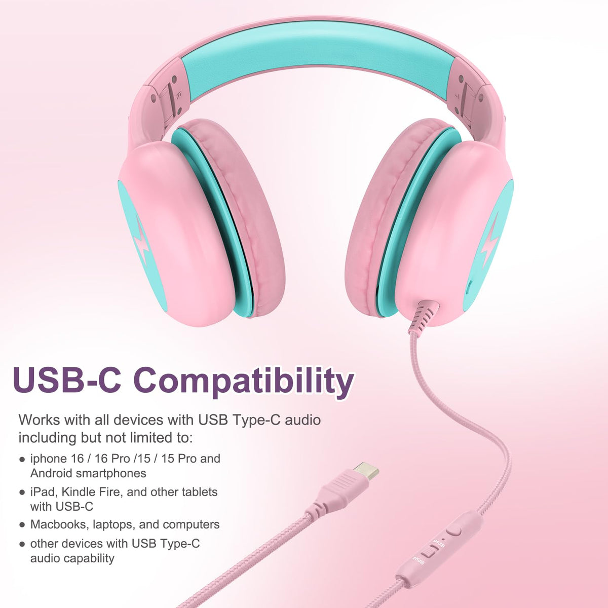 Voopwink KH3 portable over-ear design ideal for school, travel, and home.