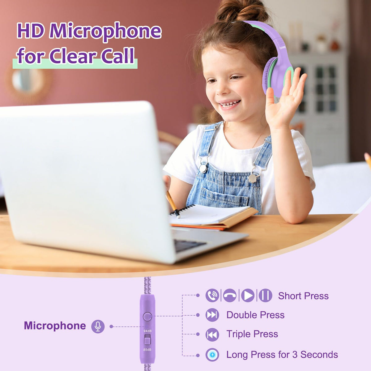Voopwink KH3 USB-C compatibility for seamless plug-and-play with tablets and Chromebooks.