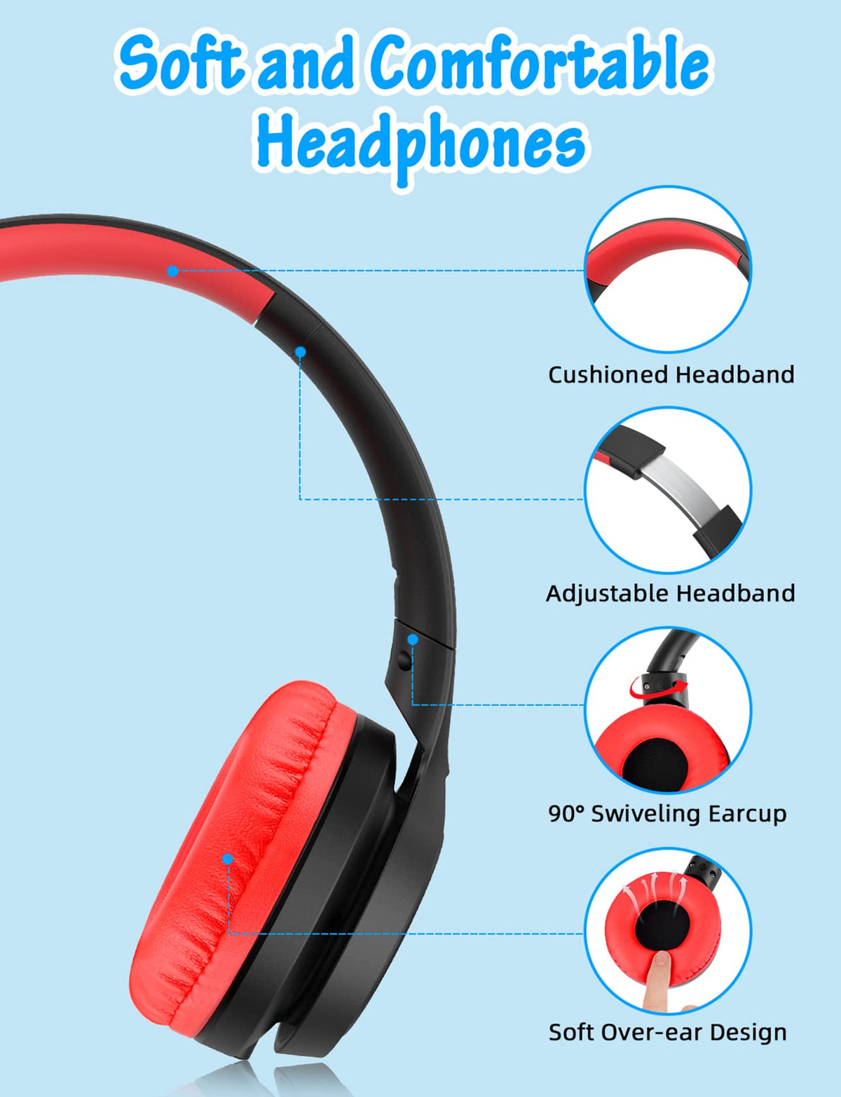 Voopwink kids headphones 3.5mm compatibility with tablets and laptops