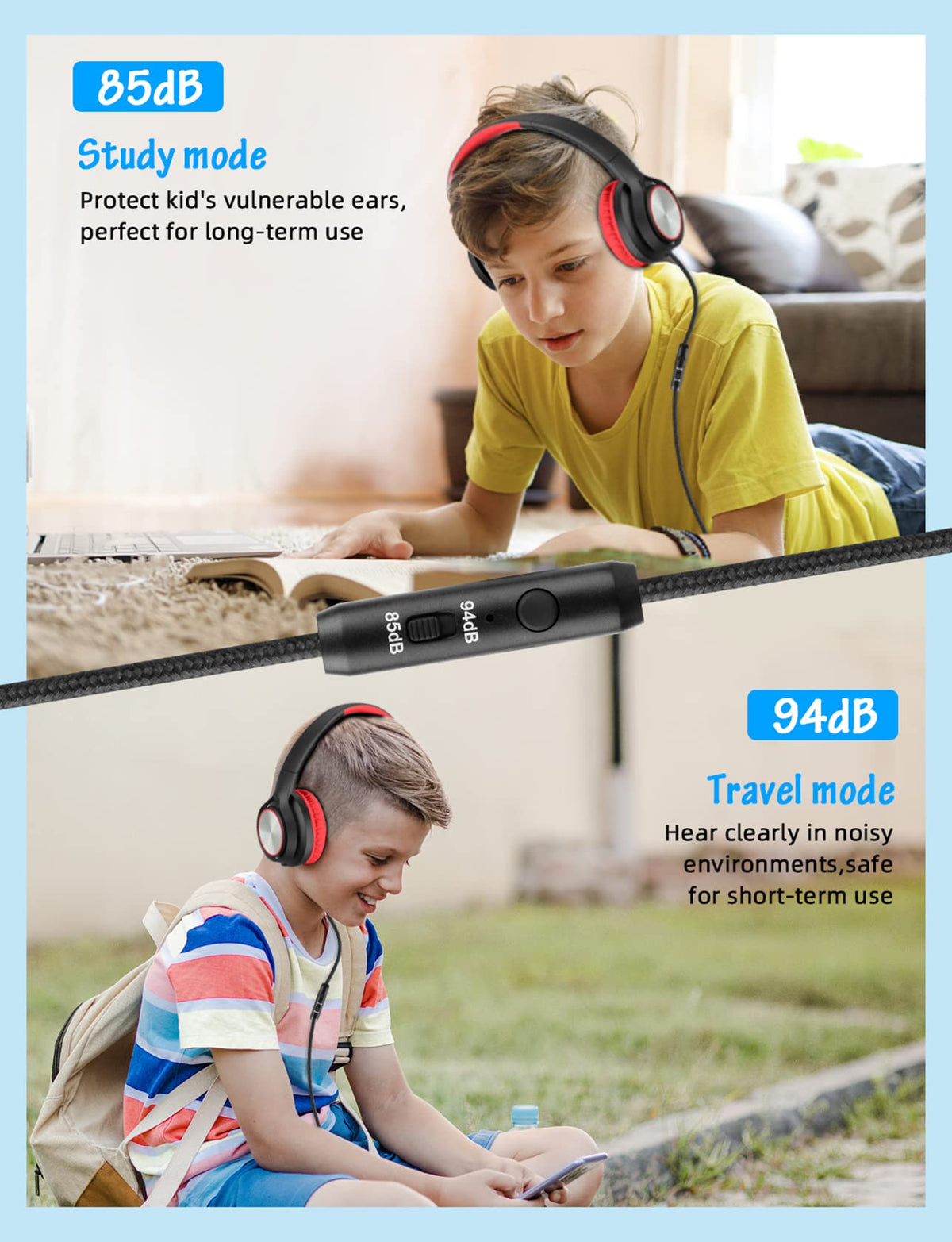 Voopwink kids headphones foldable and lightweight for travel