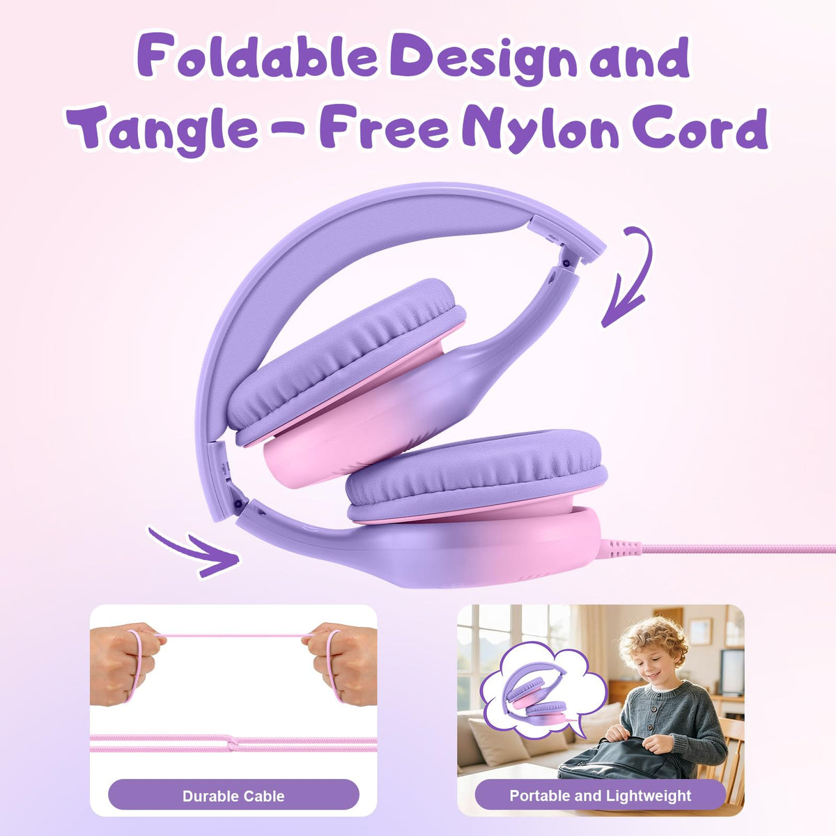 Voopwink kids headphones for school and travel, USB-C ready.