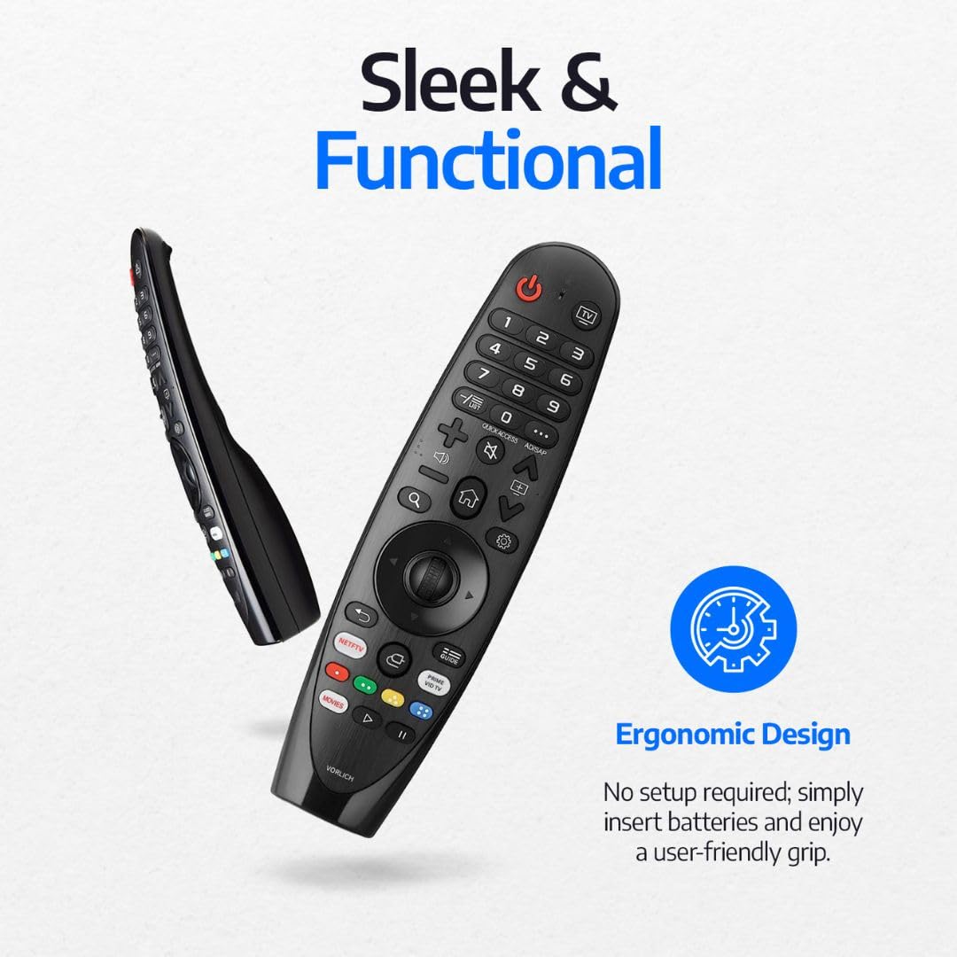 Vorlich remote in use with LG TV showing reliable pairing benefit