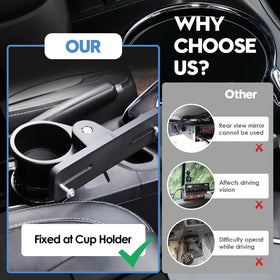 Vornalex T-shaped bracket fits cup holder easily for tool-free setup.