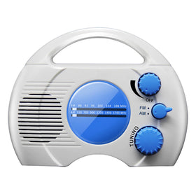 Vornetil portable AM/FM shower radio with built-in speaker for shower-time music.