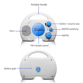 Vornetil shower radio top handle for easy hanging on the shower head.