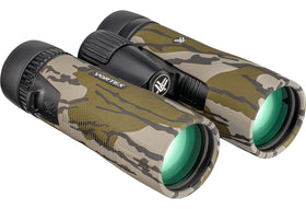 Vortex Diamondback HD 10x42 close-up shows lens coatings for bright, color-accurate views