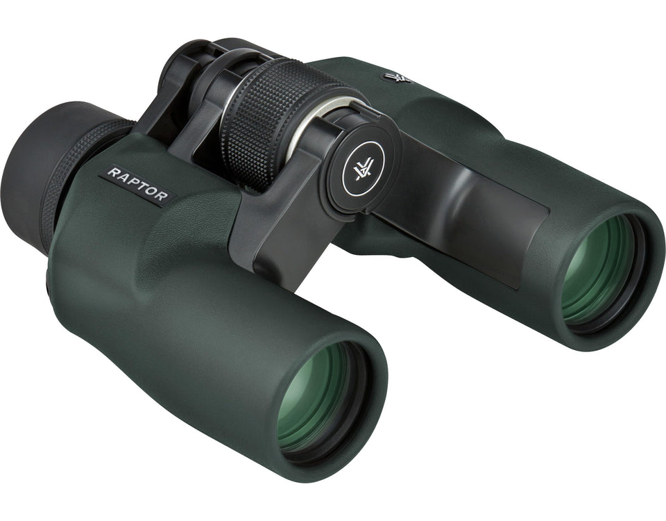 Vortex Raptor 8.5x32 front view shows compact midsize body and bright optics for family viewing