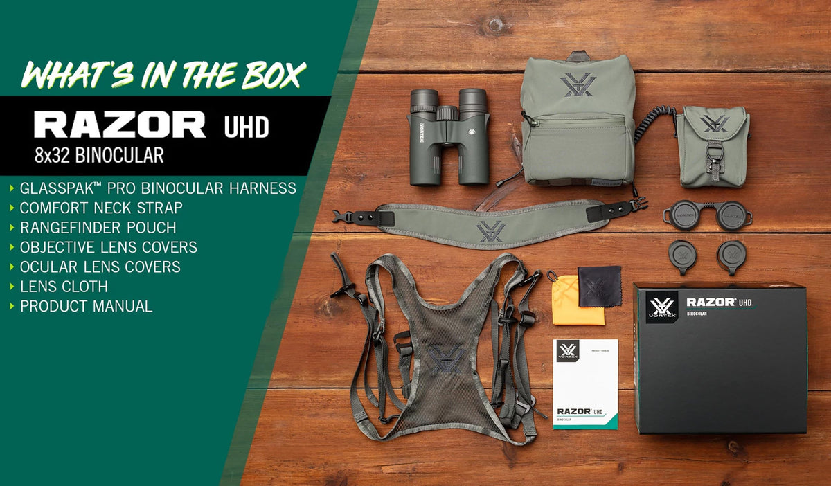 Razor UHD 8x32 binoculars tripod adapter compatibility for stability