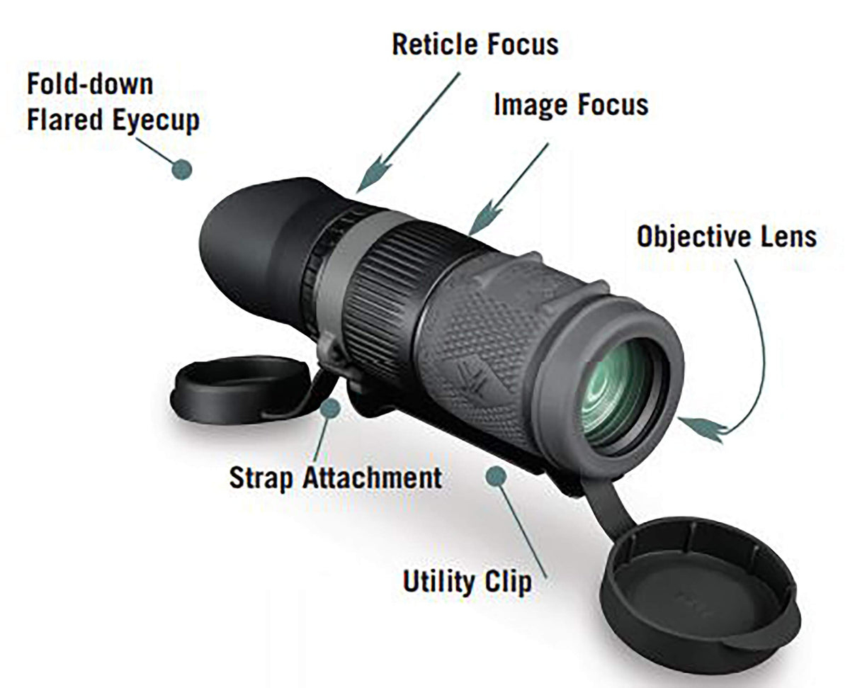 Vortex Recce Pro HD 8x32 monocular extended eyecup blocking glare for comfortable viewing