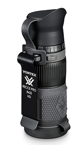 Vortex Recce Pro HD 8x32 monocular reticle view highlighting MRAD sighting for range estimation