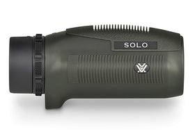 Vortex Solo monocular 10x36 lens close-up showing multi-coated optics