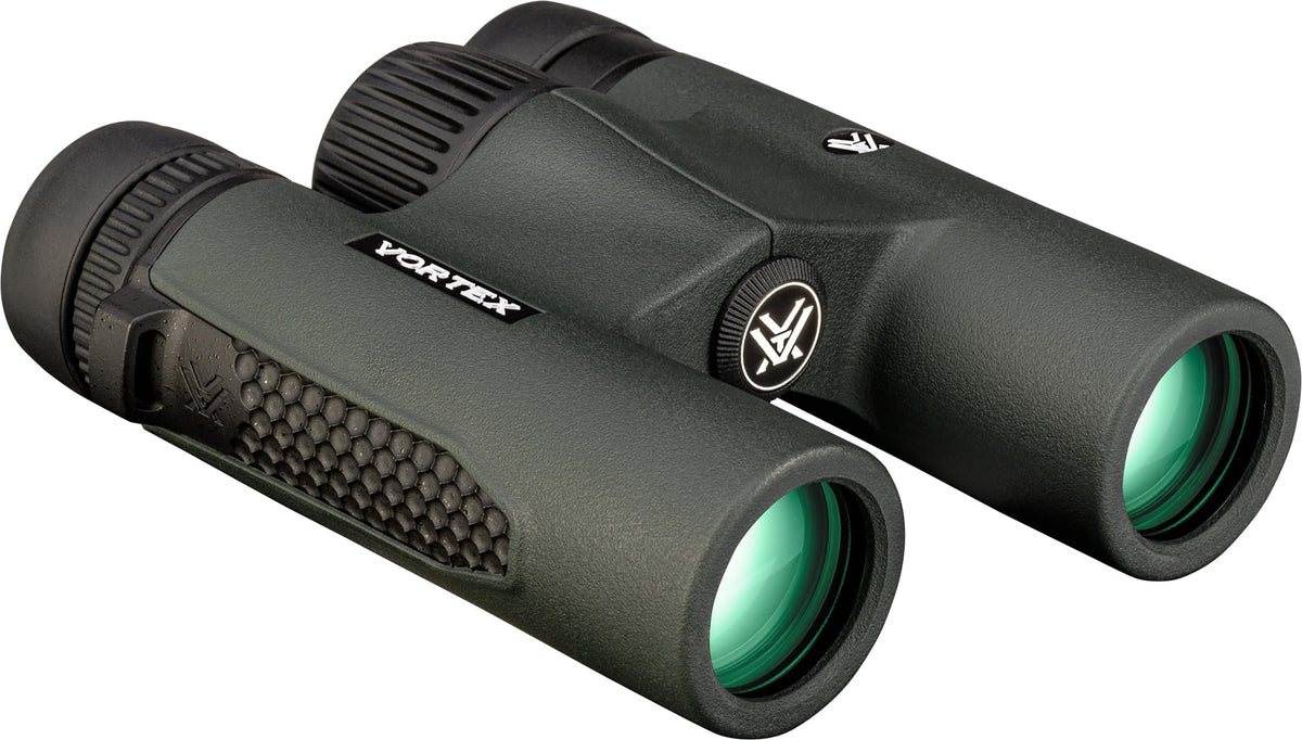 Vortex Triumph HD 10x28 binoculars front view for compact outdoor viewing.