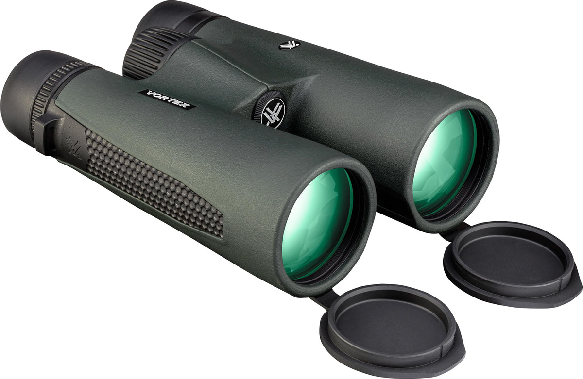 Vortex Triumph HD 12x50 binoculars close-up eyepieces for comfortable viewing.