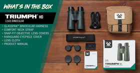 Vortex Triumph HD 12x50 binoculars tripod adaptable for steady viewing.
