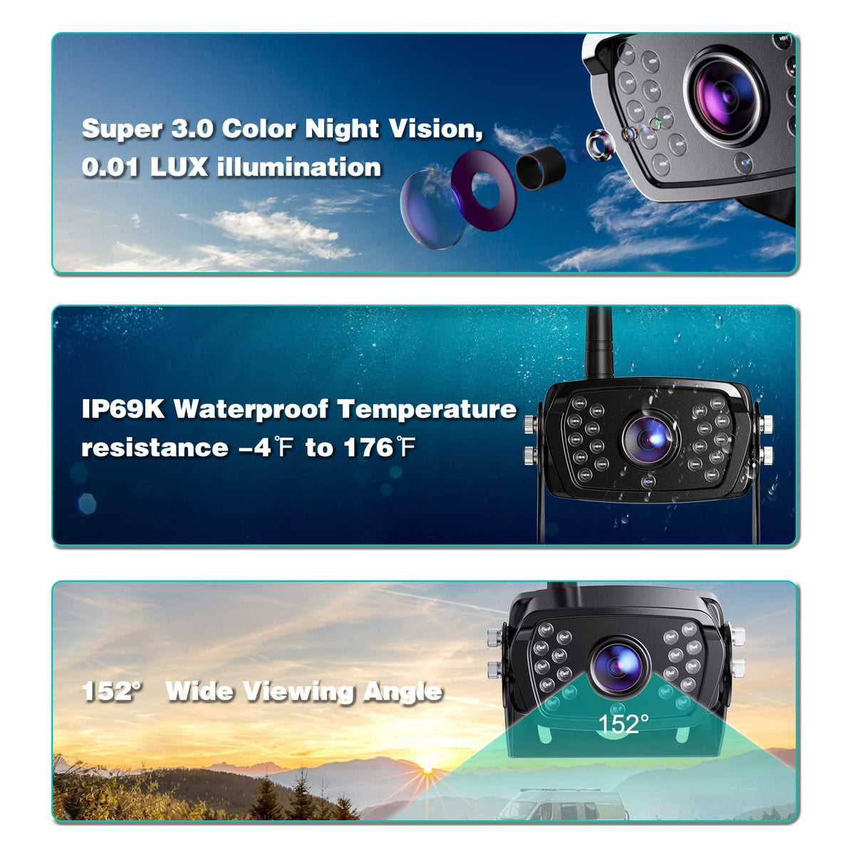 Vosaplk Nuoenx monitor mounted on windshield or dash for flexibility