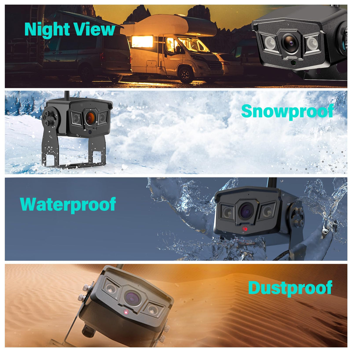 Vosaplk Nuoenx quad-view display lets you monitor four feeds simultaneously.