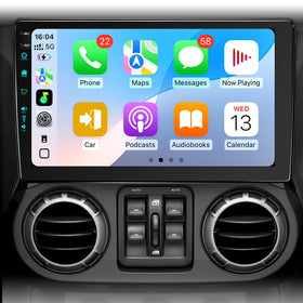 Vosynok 10.2-inch Android radio front panel showing CarPlay readiness and vehicle-ready interface