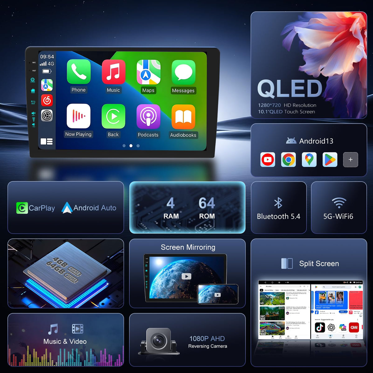 Vosynok wireless CarPlay and Android Auto connection with stable Bluetooth and WiFi6