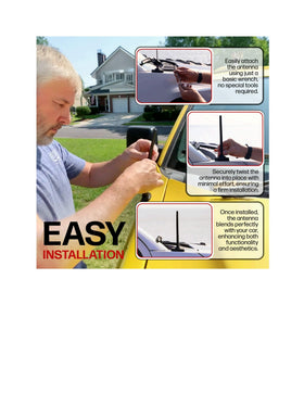Votex antenna installed on sedan demonstrating low-profile look and improved reception