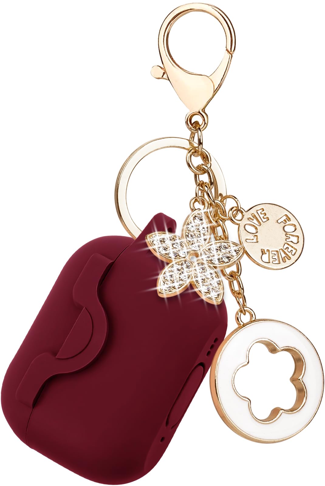 VOTILE Secure Lock Case for AirPods Pro 2 with burgundy silicone safeguards with style