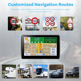 VOUJUCY 7inch GPS navigator touchscreen close-up shows vibrant display and easy controls