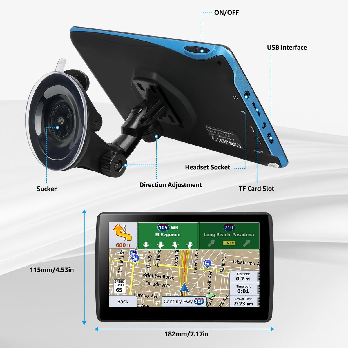 VOUJUCY 7inch GPS navigator vehicle size input supports safe truck and RV routing
