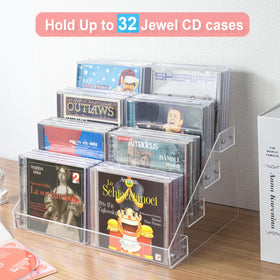 Vowcarol display rack with raised lip keeps CDs visible and stable.