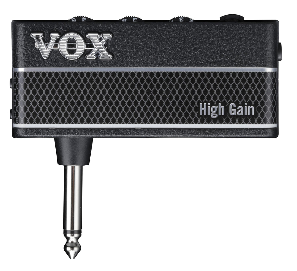 VOX amPlug 3 high gain device shown with guitar for portable practice
