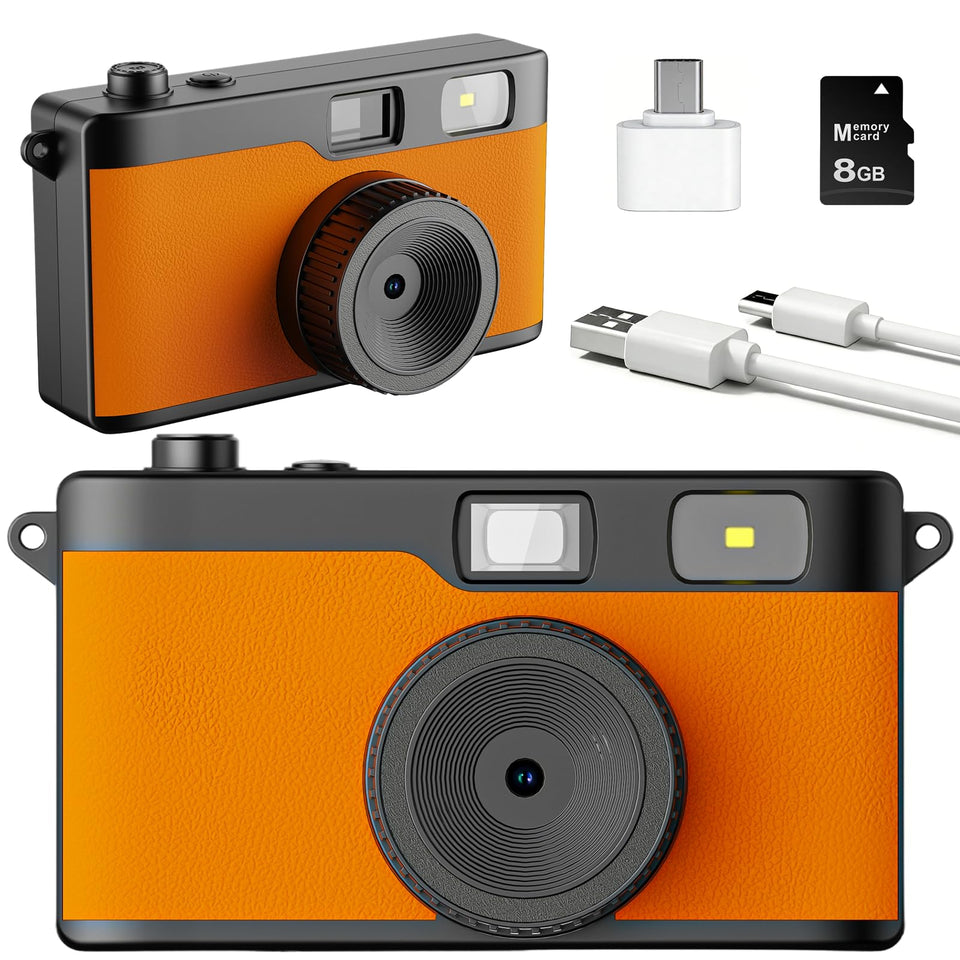 Voxcamy screen-free digital camera front view, ideal for family adventures.