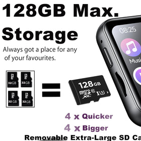 Voxitenus with included 128GB TF card showing large on-device storage