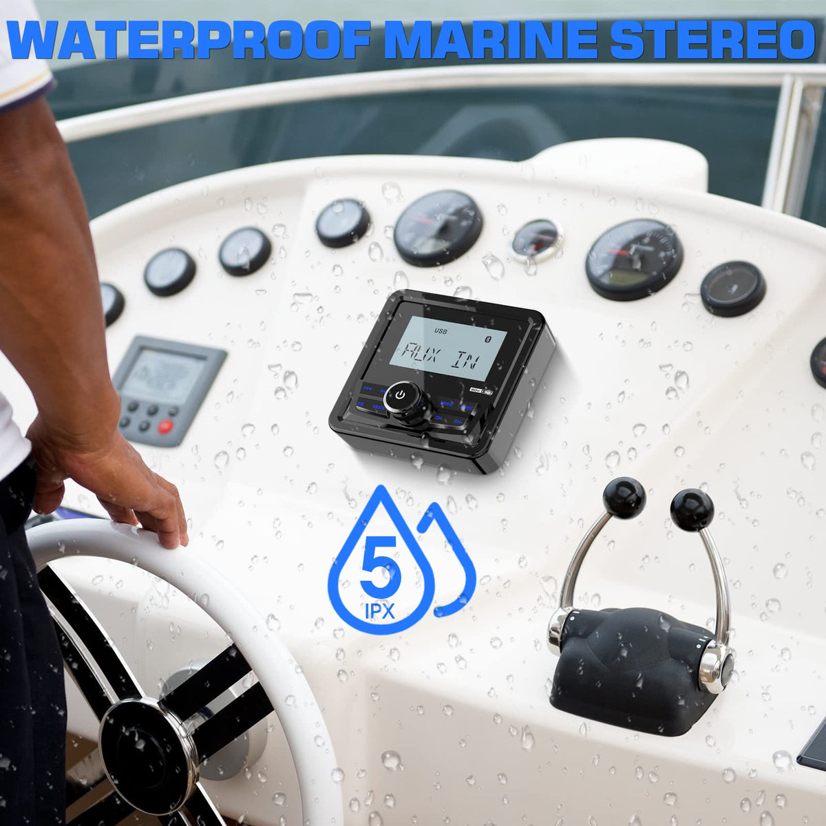 VOXXBASS Bluetooth marine stereo with 2.8 inch LCD for seamless music