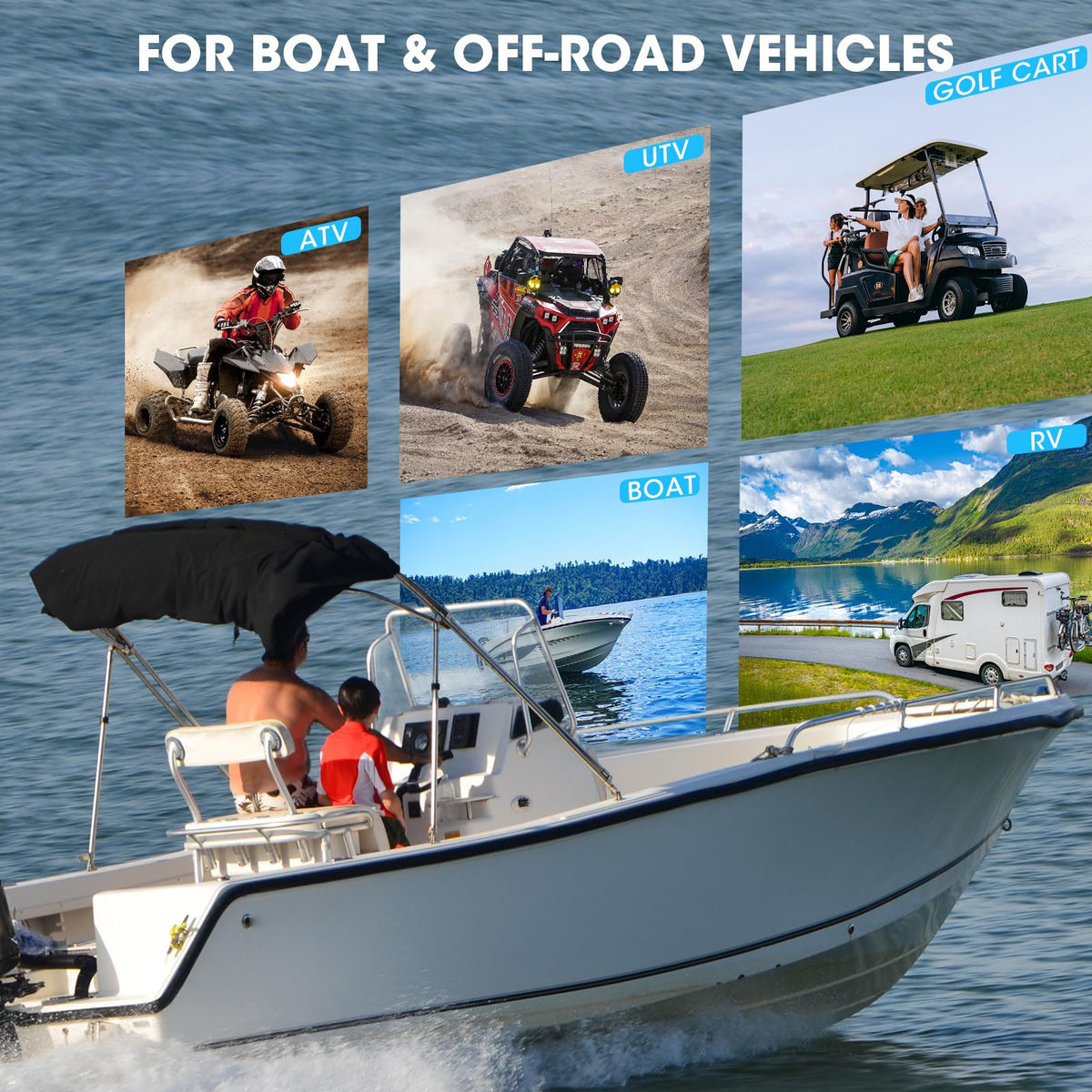 VOXXBASS marine radio weatherproof panel resists splashes and wind