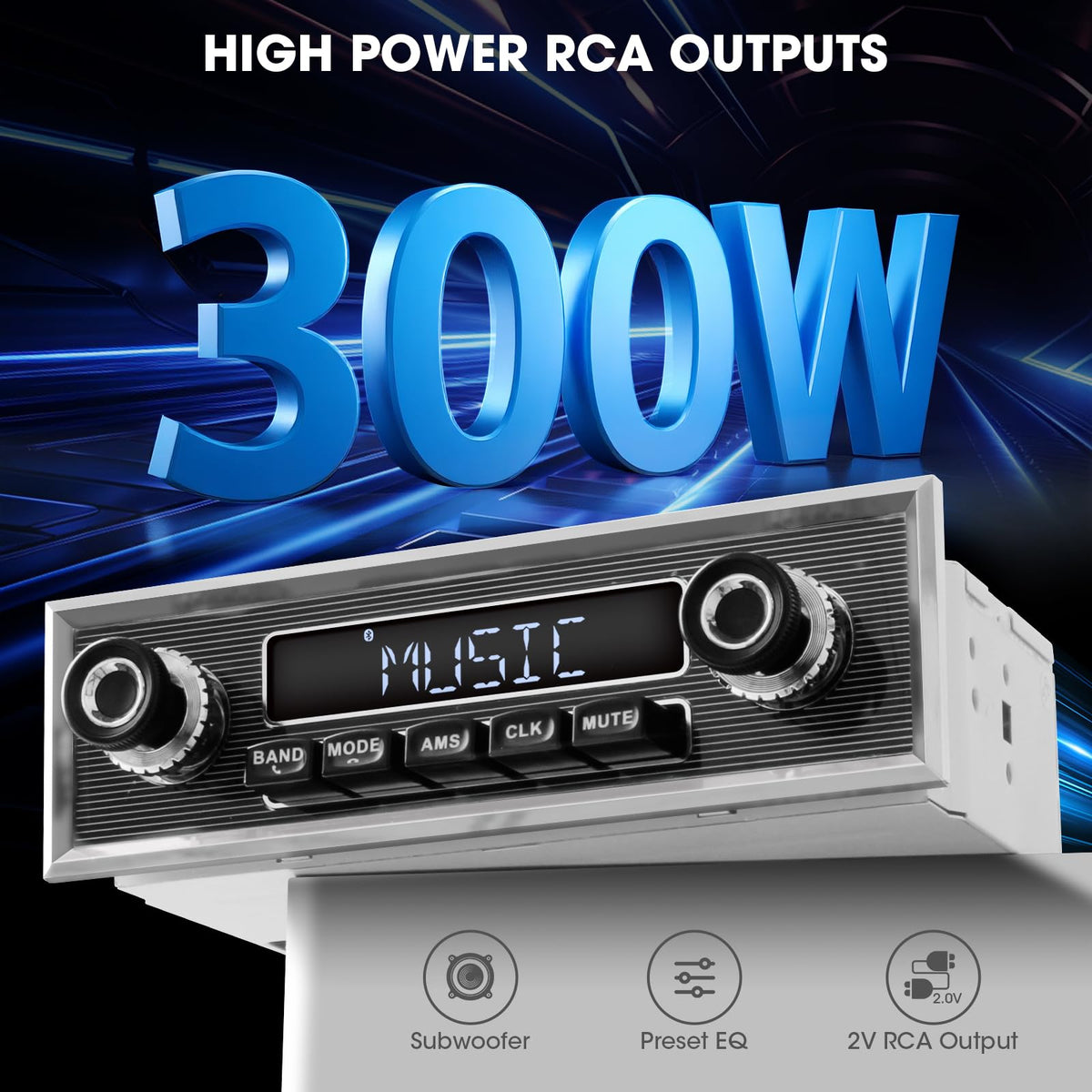 VOXXBASS retro radio AM FM tuner provides broad station access for music and news