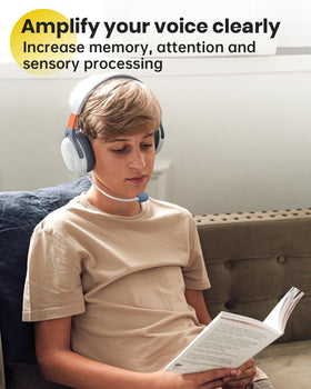 Person using VOXii headphones while speaking, improving practice clarity