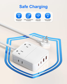 VPSUN four AC outlets and four USB ports power multiple devices