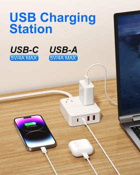 VPSUN compact flat-design power strip fits tight spaces