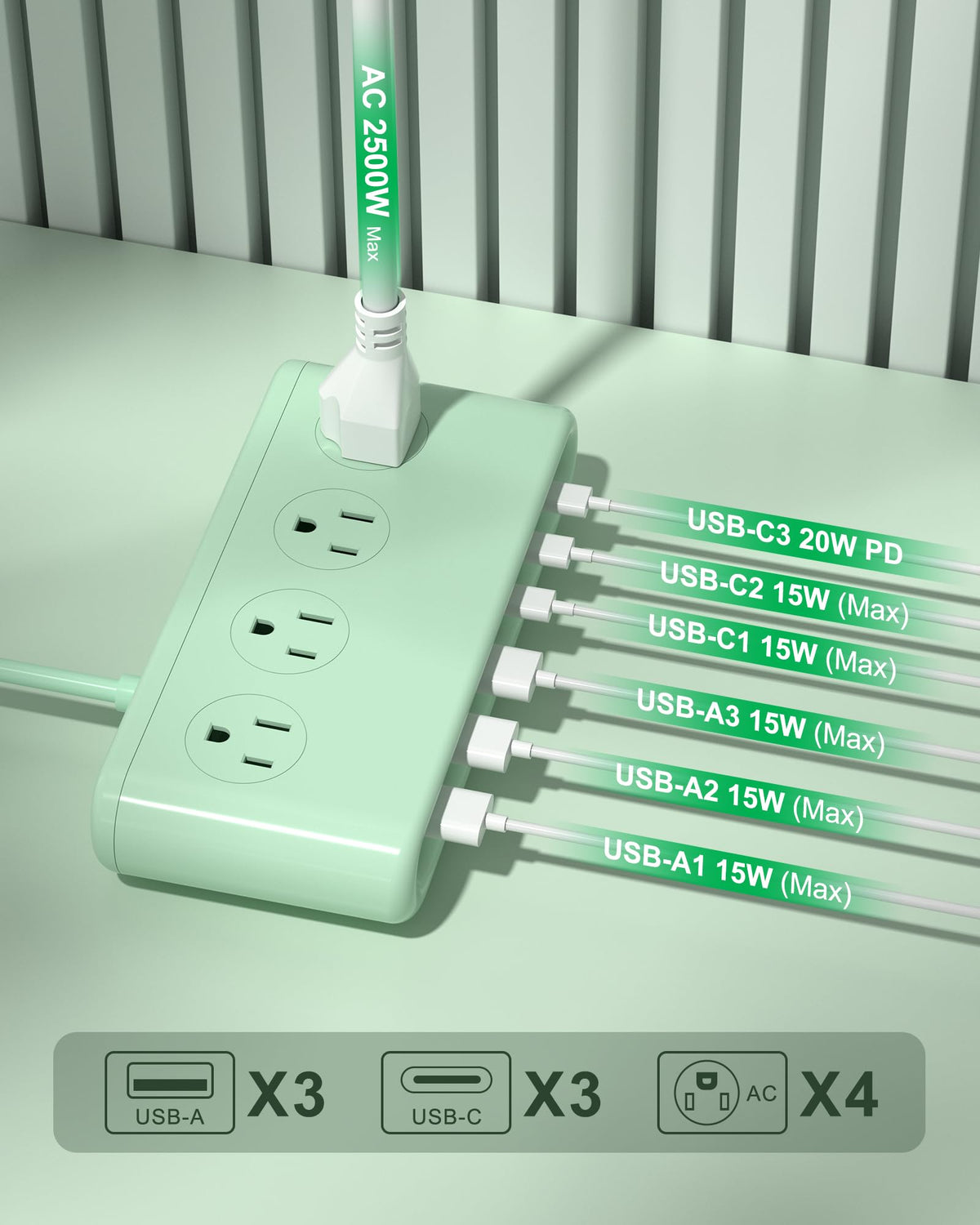 VPSUN five-foot cord and grounded plug detail for flexible placement