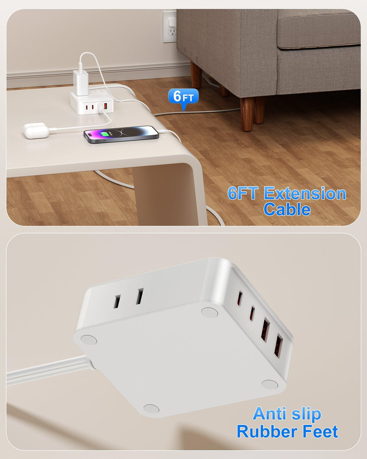 VPSUN travel-dorm friendly design keeps outlets accessible